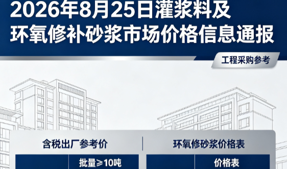 海丰2026年8月25日灌浆料及环氧修补砂浆市场价格信息通报